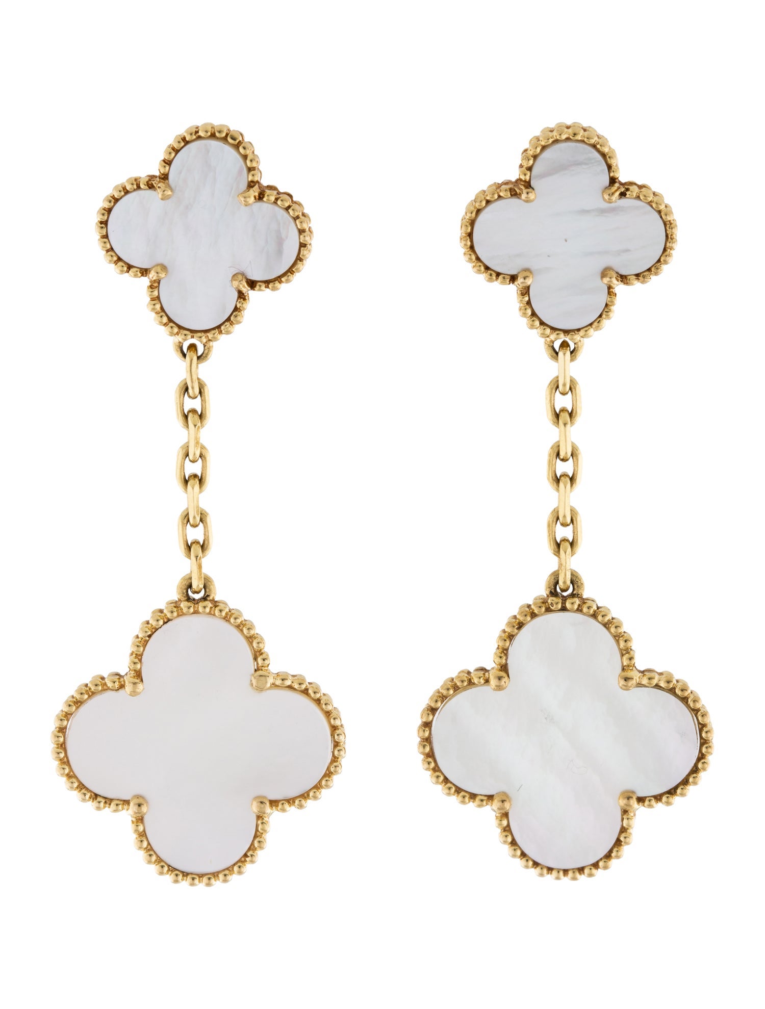 Van Cleef & Arpels Mother Of Pearl Magic Alhambra Earrings, 2 Motifs