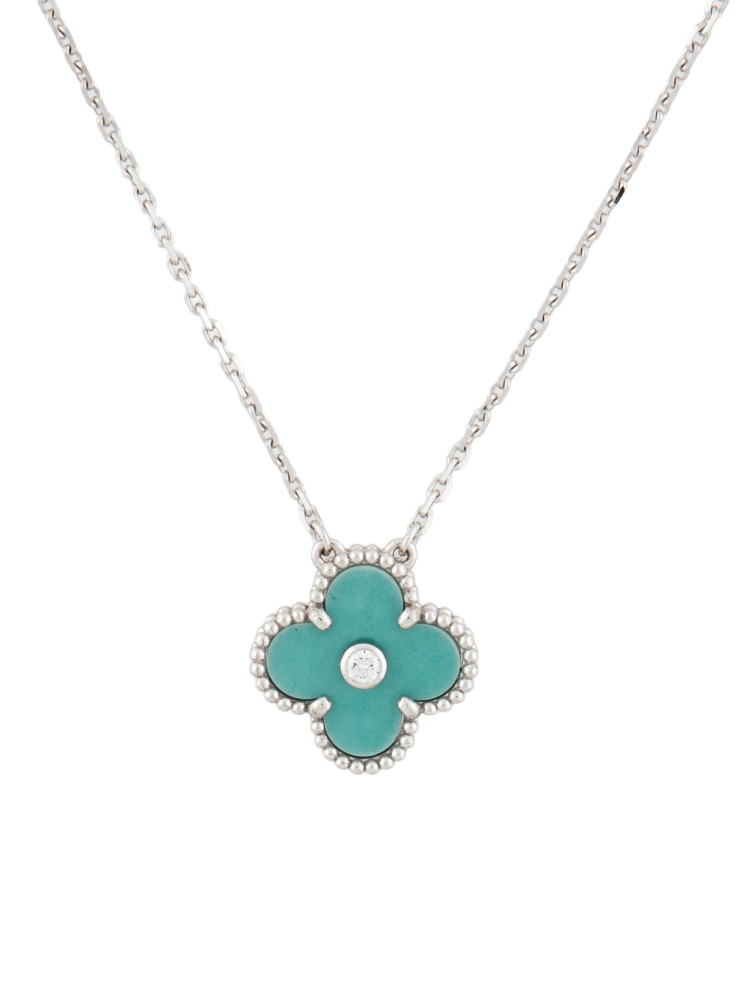 Van Cleef & Arpels Limited Edition Holiday 2022 Celadon Sevres Porcelain Alhambra Pendant