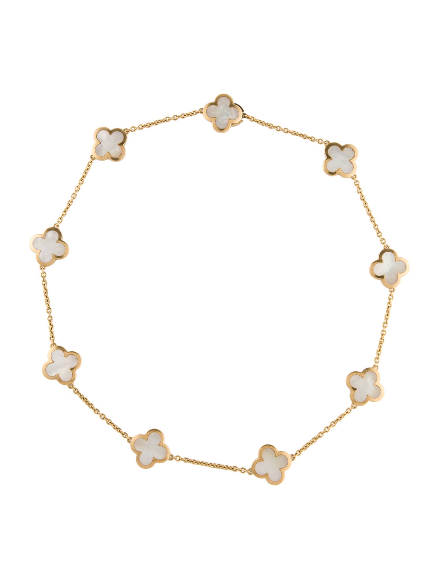 Van Cleef & Arpels Mother of Pearl Pure Alhambra Necklace, 9 Motif