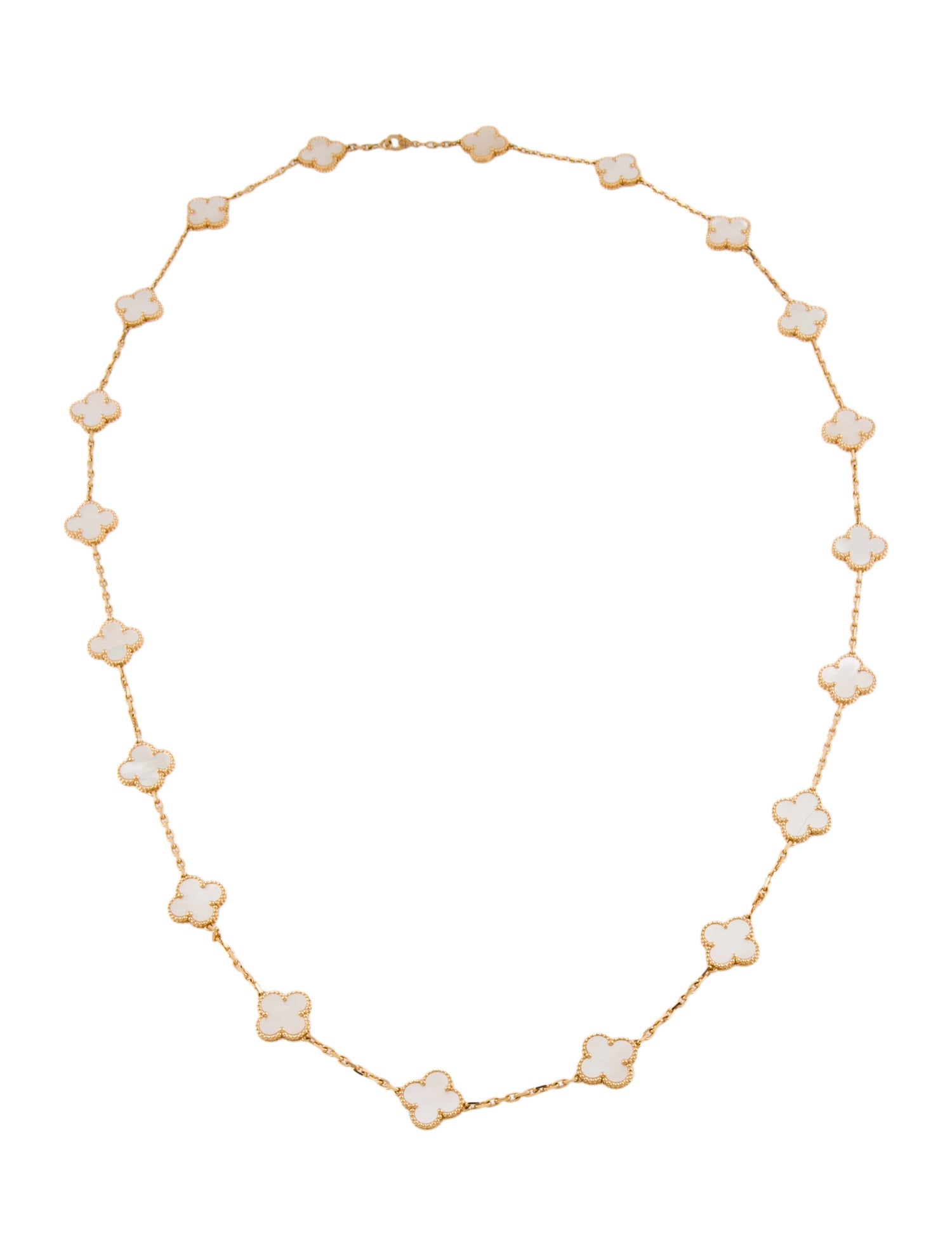 Van Cleef & Arpels Mother of Pearl Vintage Alhambra 20 Motif Long Necklace