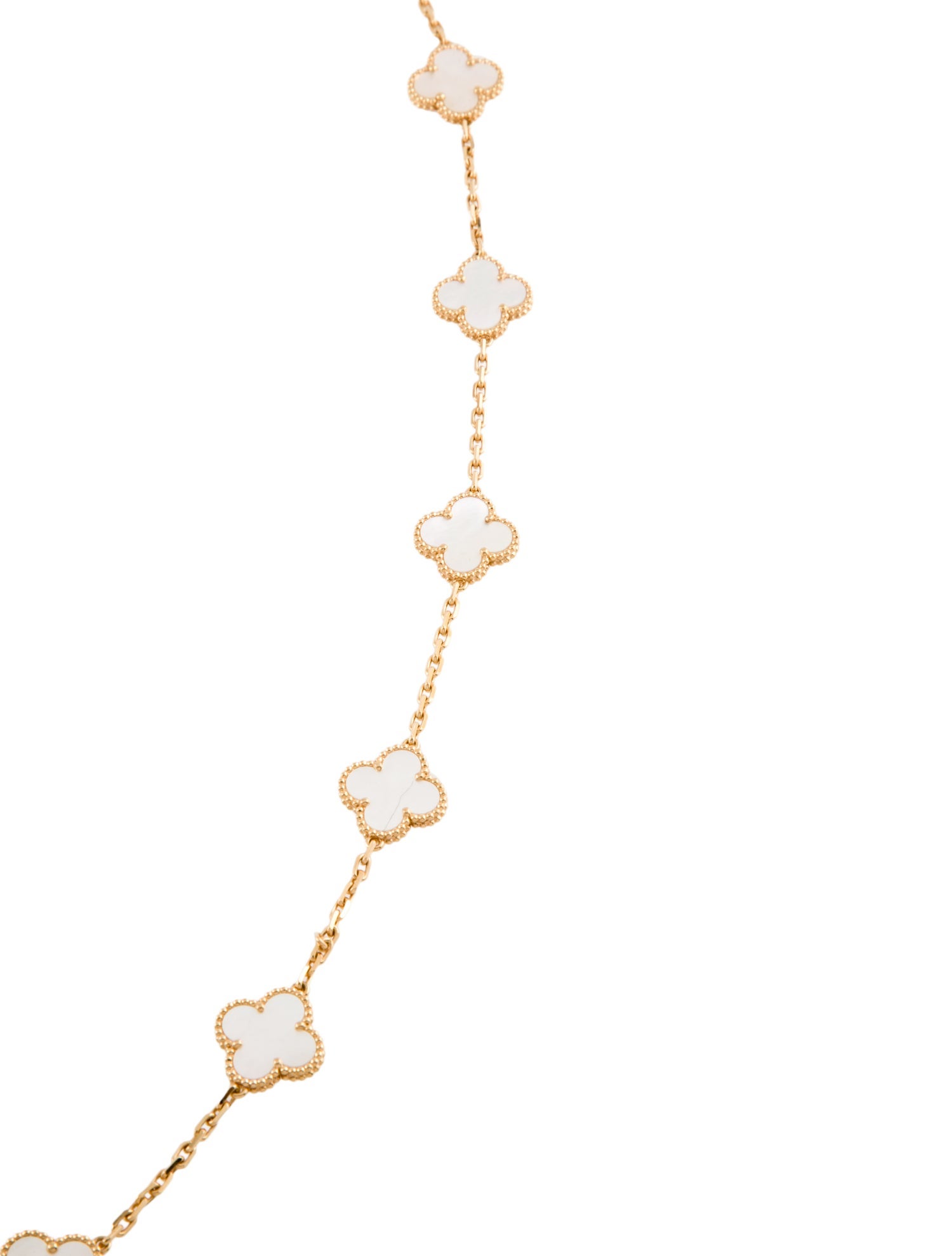 Van Cleef & Arpels Mother of Pearl Vintage Alhambra 20 Motif Long Necklace