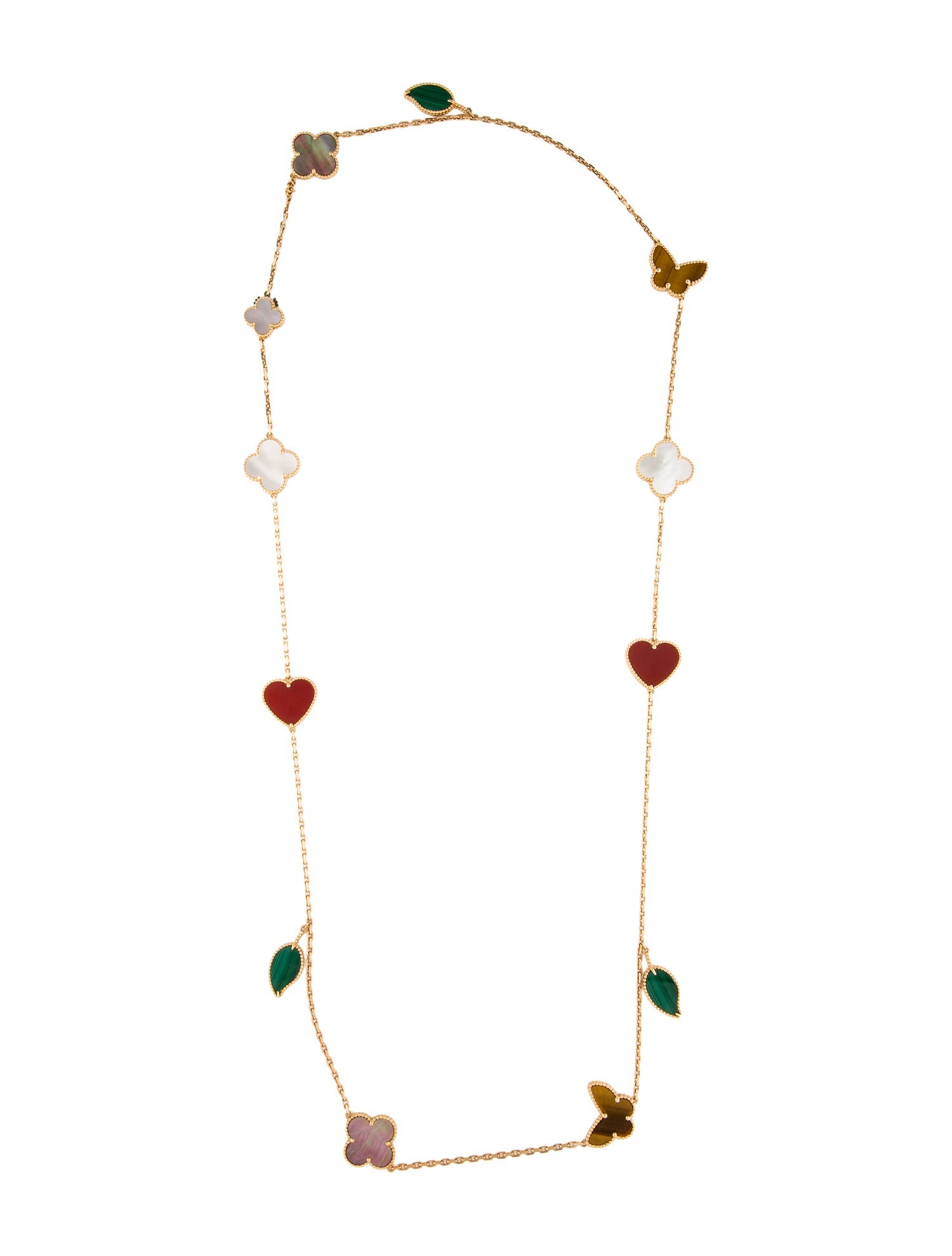 Van Cleef & Arpels Mother of Pearl Lucky Alhambra Long Necklace, 12 Motif