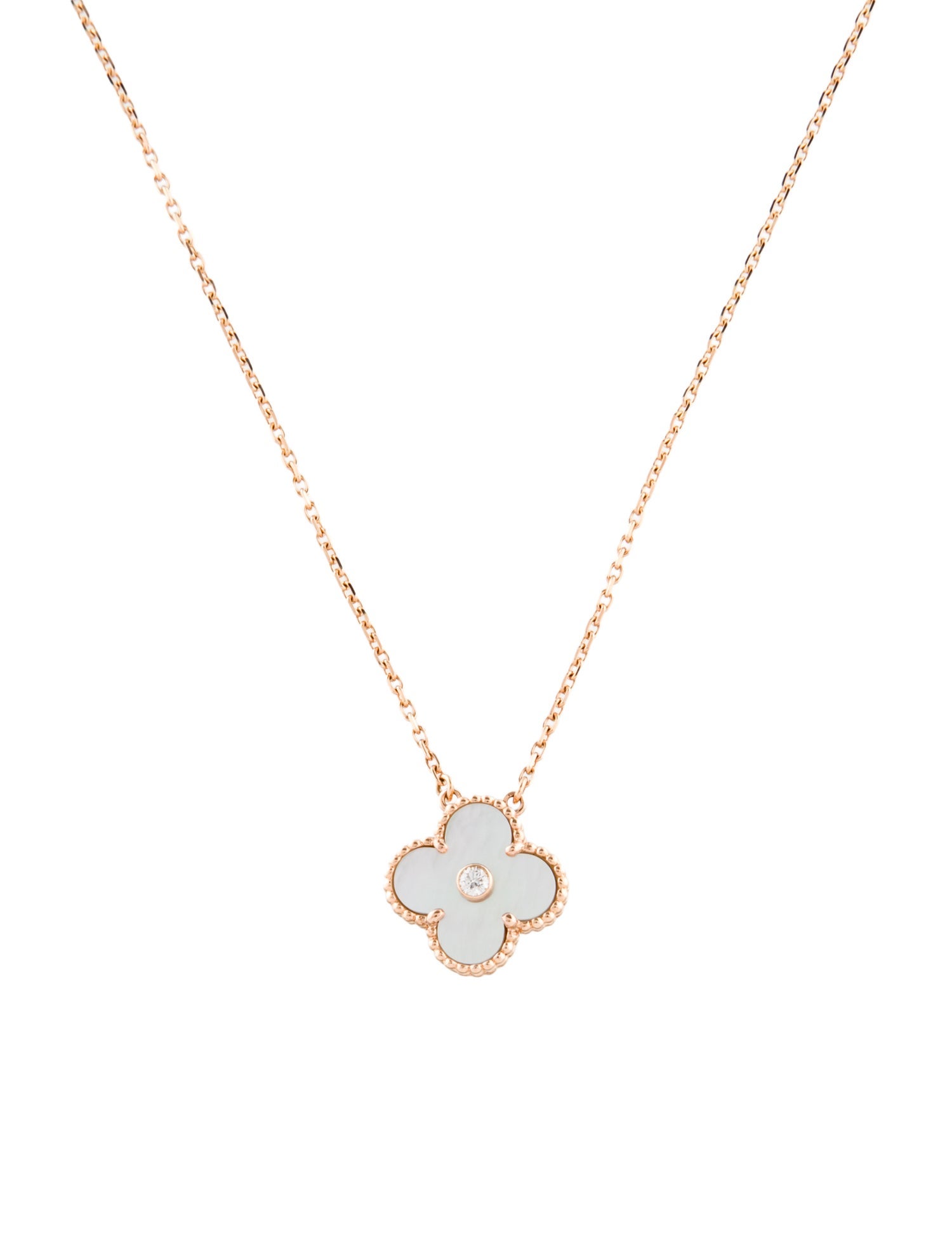 Van Cleef & Arpels 2012 Limited Edition Mother of Pearl Vintage Alhambra Pendant Necklace