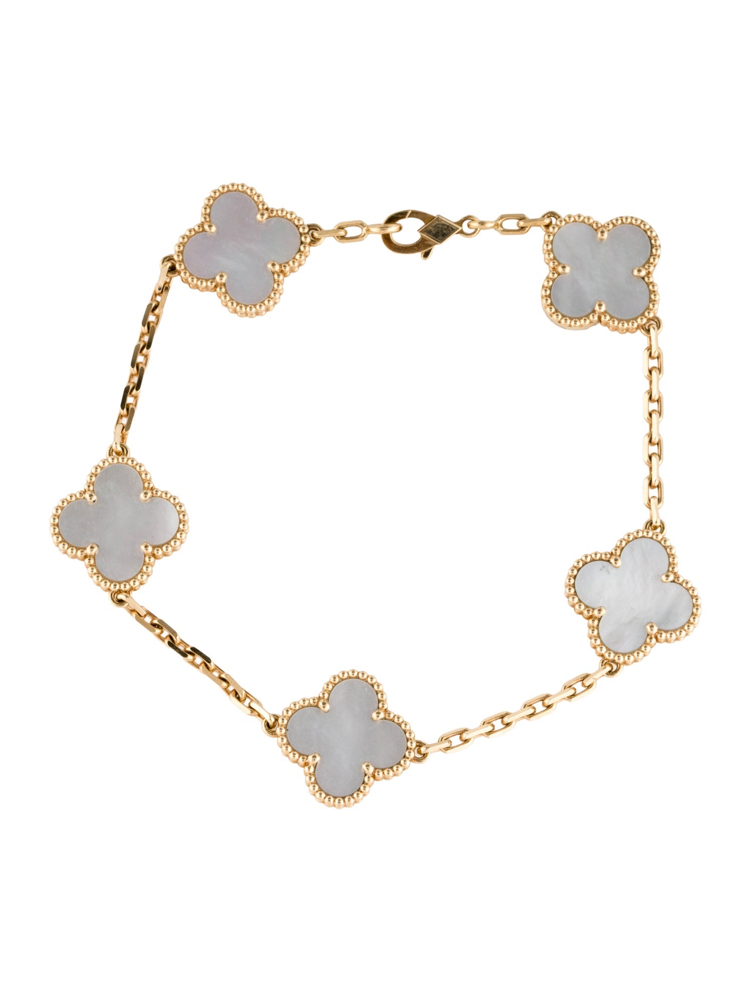 Van Cleef & Arpels Mother of Pearl Vintage Alhambra 5 Motif Bracelet