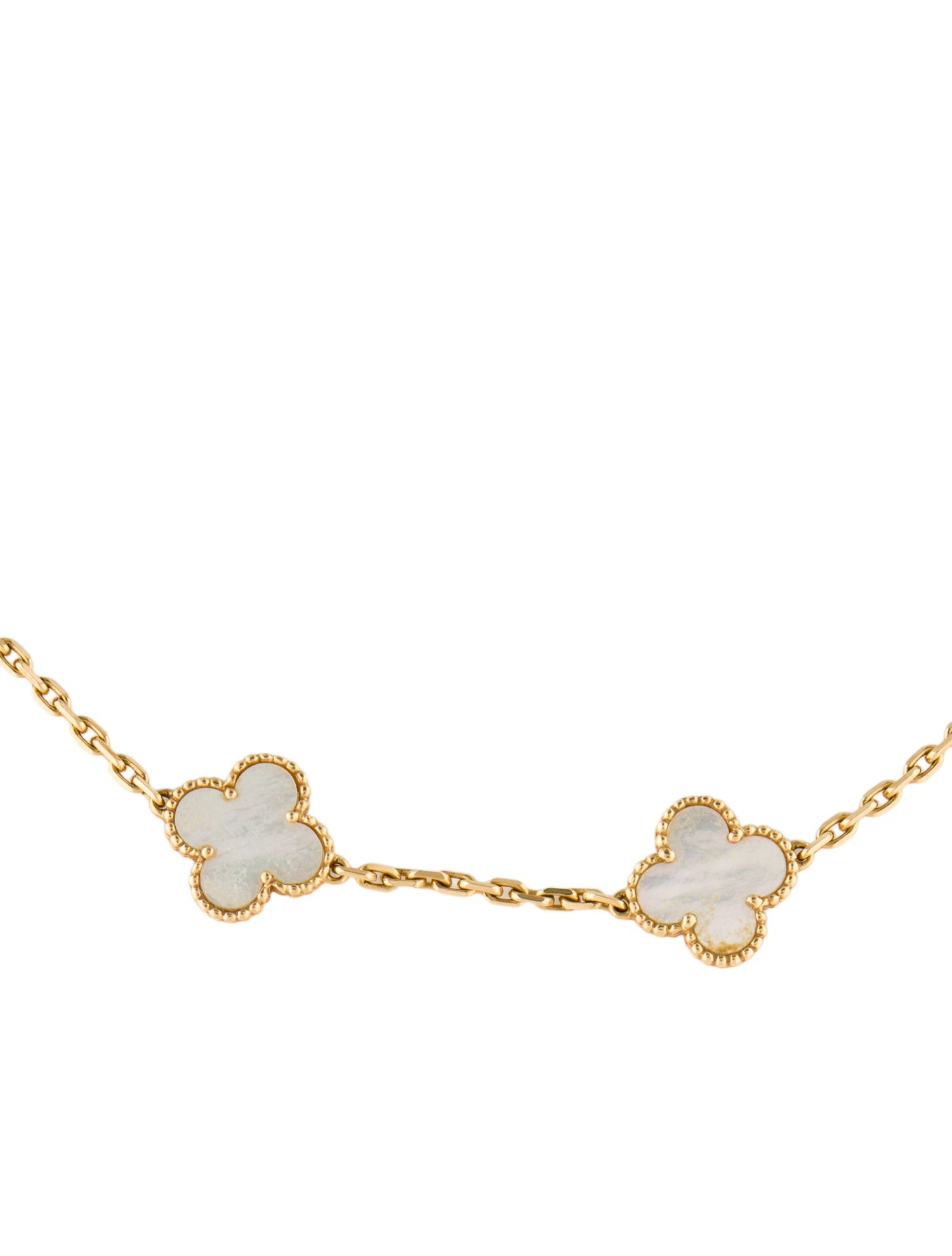 Van Cleef & Arpels Mother of Pearl Vintage Alhambra Necklace, 10 Motifs