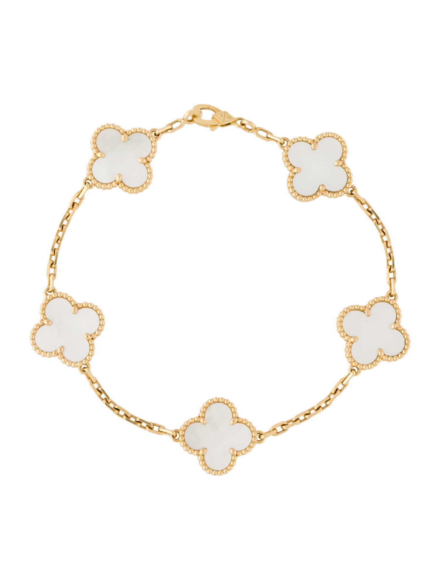 Van Cleef & Arpels Mother Of Pearl Vintage Alhambra Bracelet, 5 Motifs