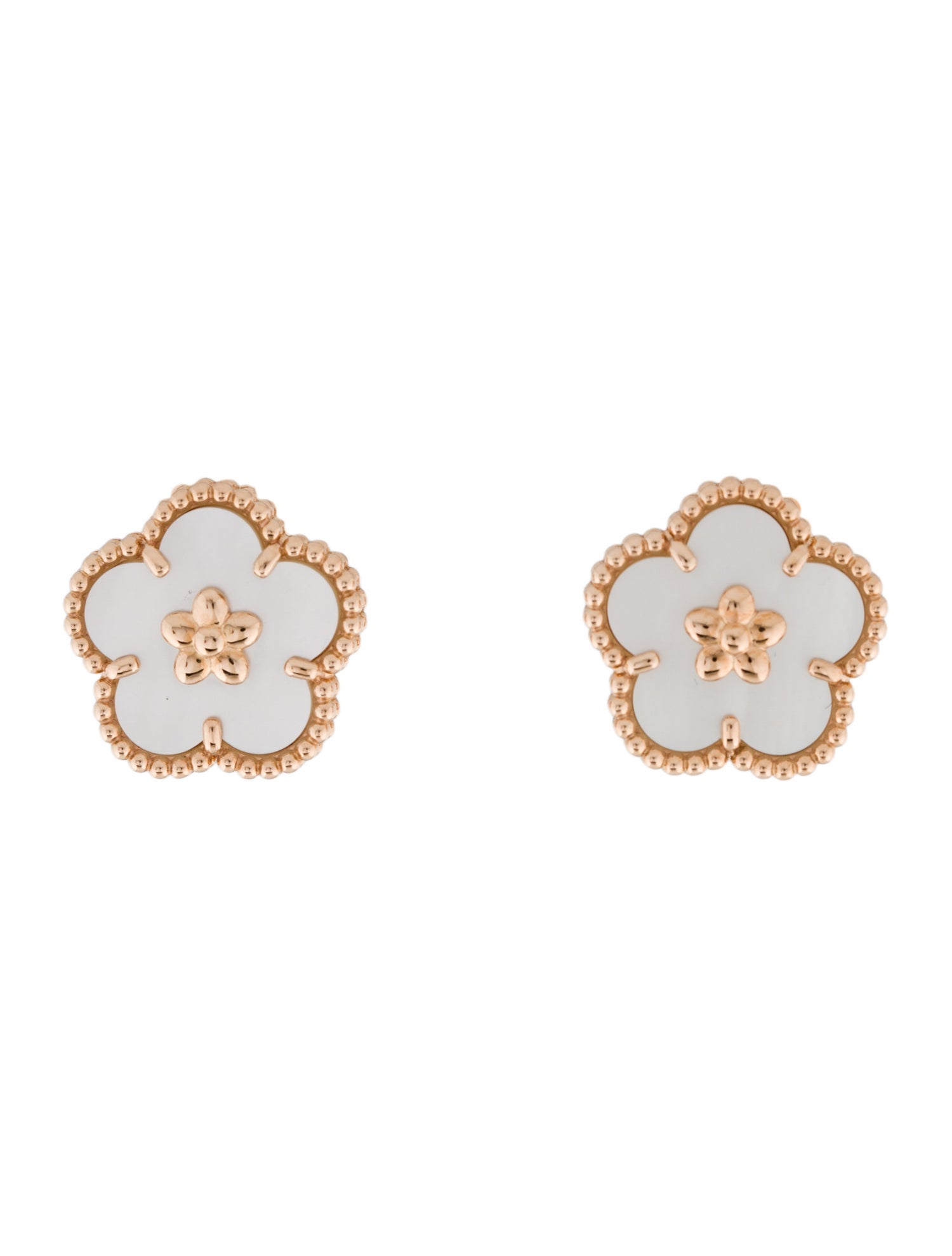 Van Cleef & Arpels Mother of Pearl Lucky Spring Plum Blossom Earrings