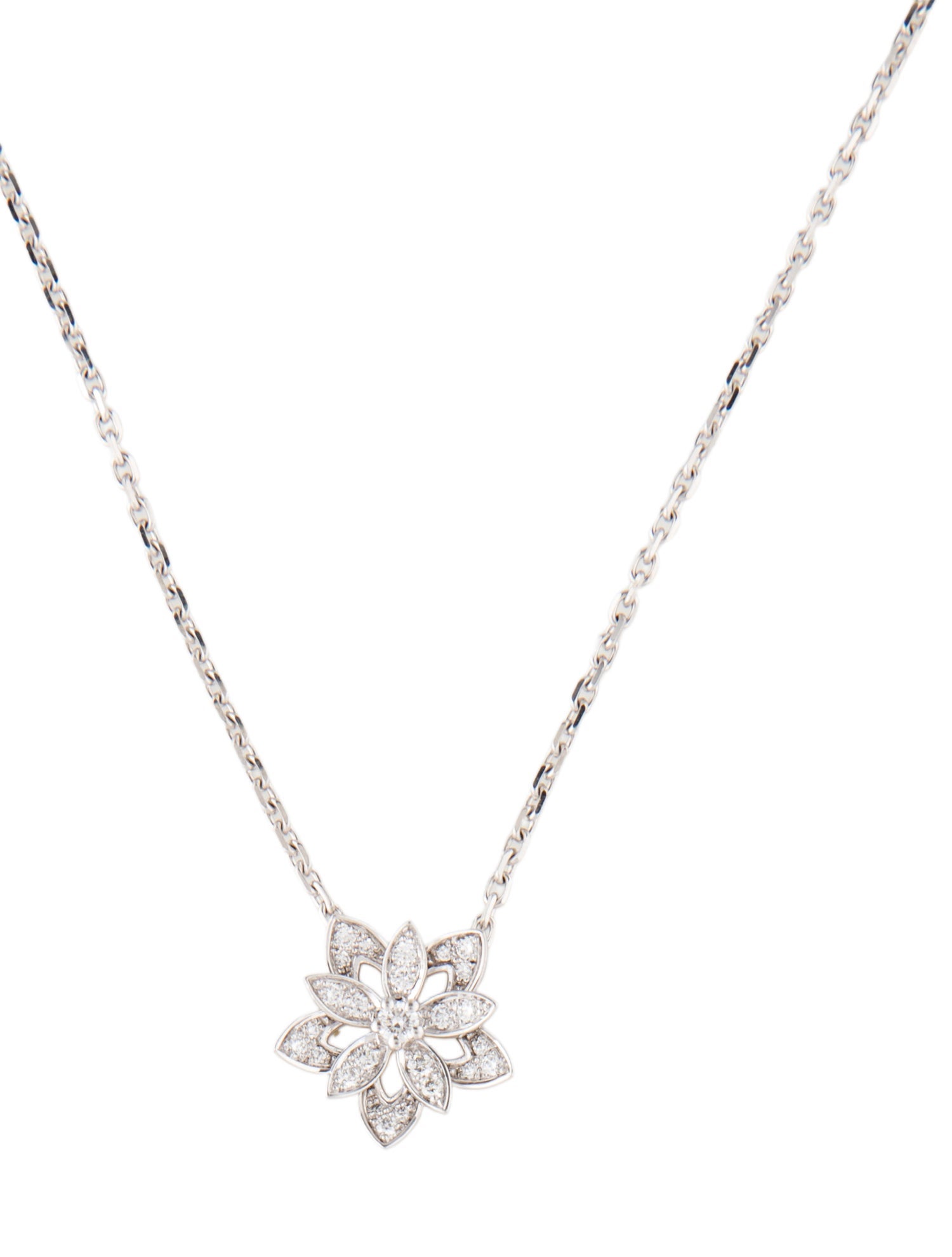 Van Cleef & Arpels Lotus Openwork Pendant Necklace, Mini Model