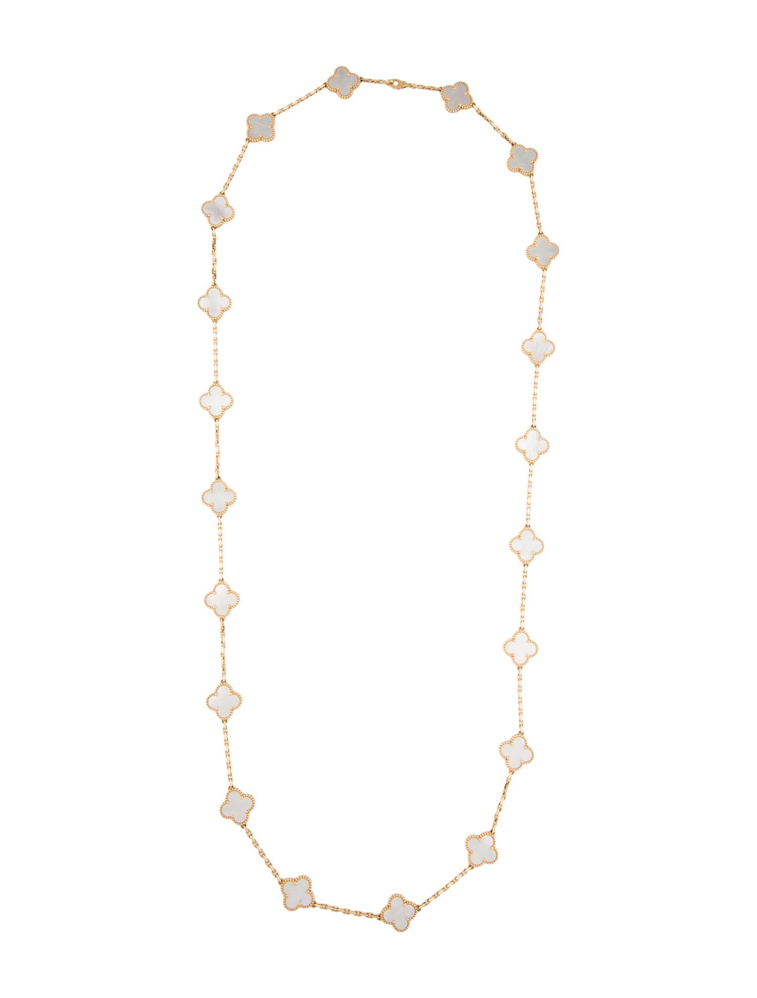 Van Cleef & Arpels Mother of Pearl Vintage Alhambra 20 Motif Long Necklace