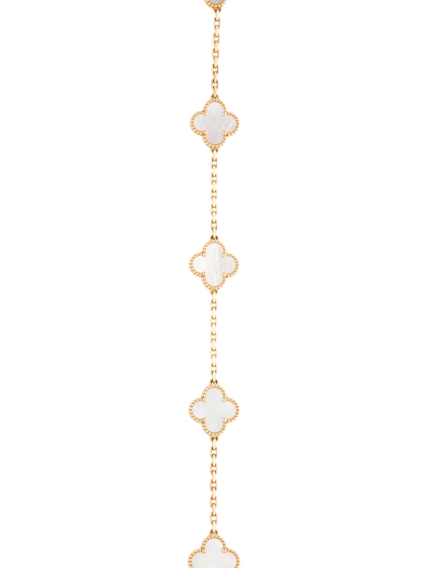 Van Cleef & Arpels Mother of Pearl Vintage Alhambra 20 Motif Long Necklace
