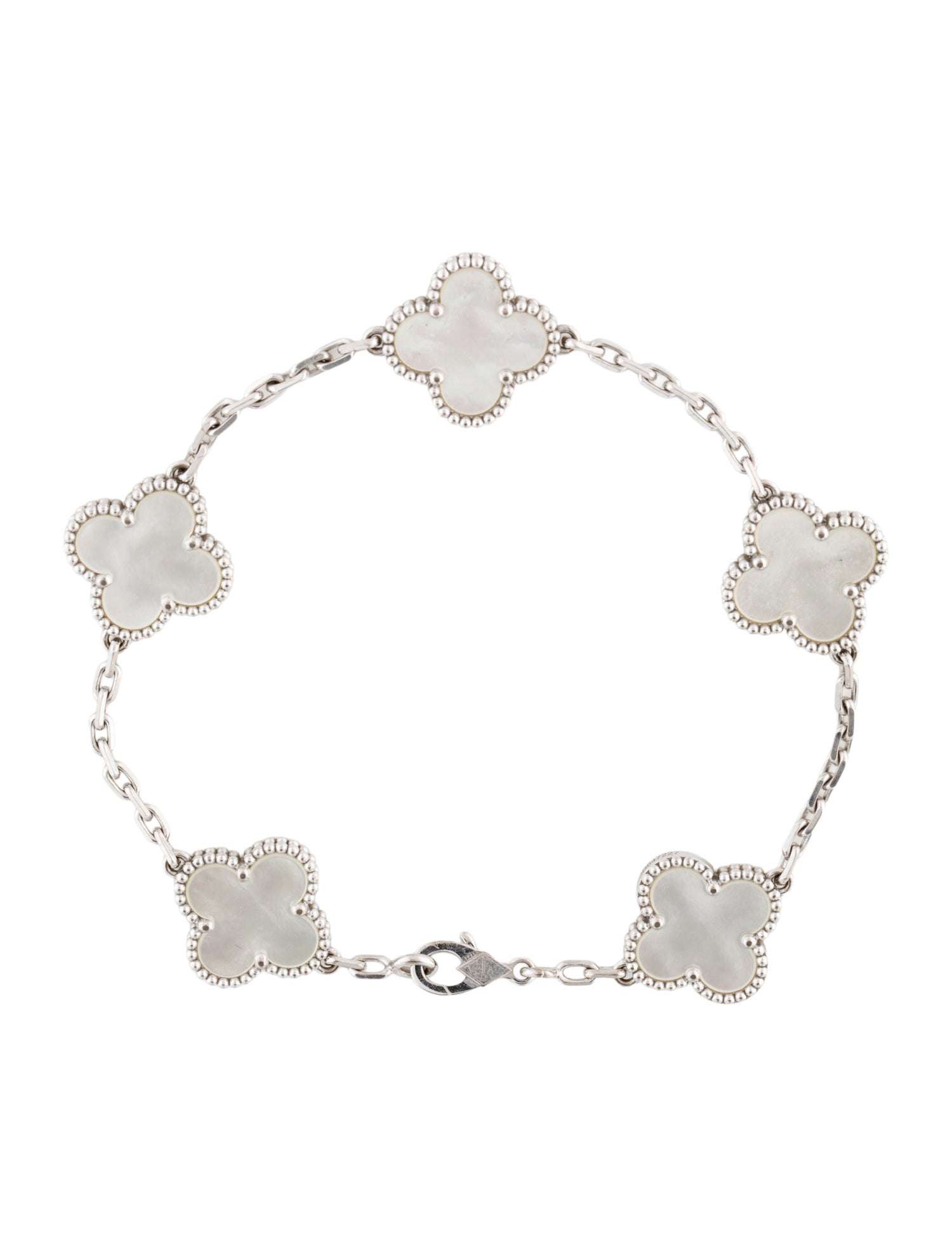 Van Cleef & Arpels Mother of Pearl Vintage Alhambra 5 Motif Bracelet