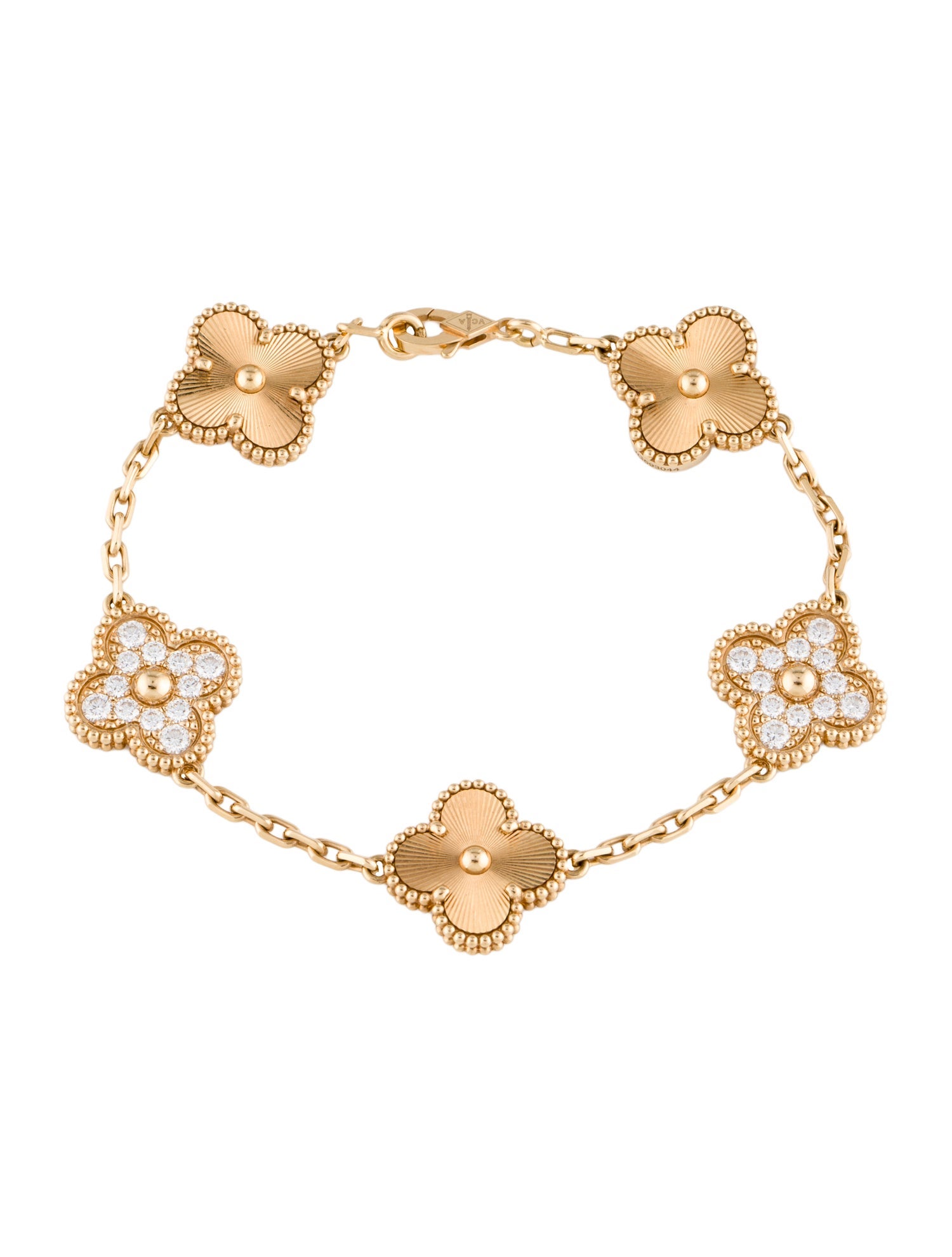 Van Cleef & Arpels Vintage Alhambra Guilloché Bracelet, 5 Motifs