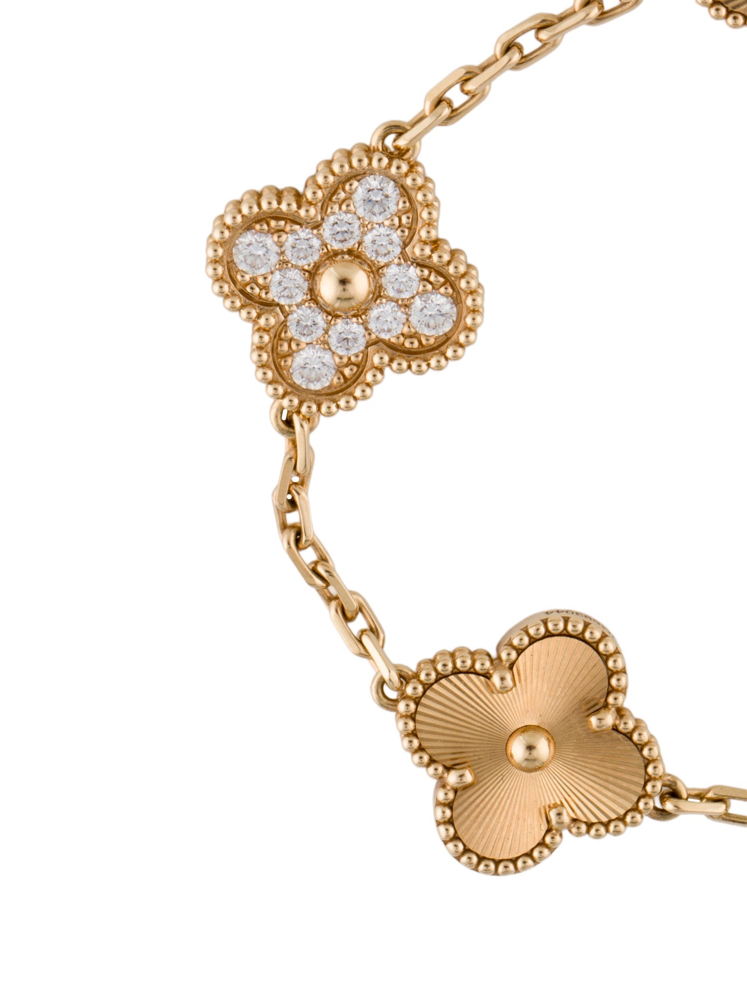 Van Cleef & Arpels Vintage Alhambra Guilloché Bracelet, 5 Motifs