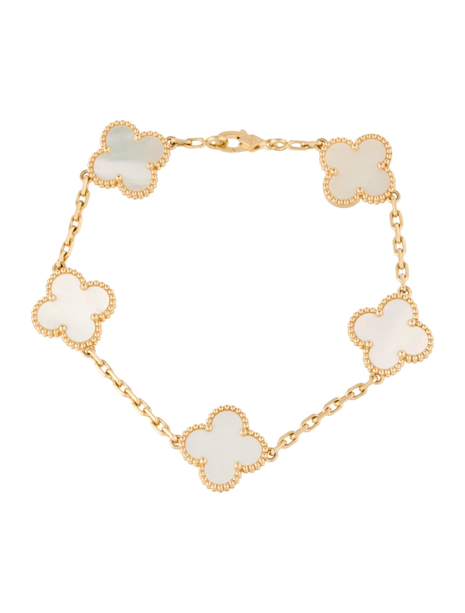 Van Cleef & Arpels Mother of Pearl Vintage Alhambra Bracelet, 5 Motifs
