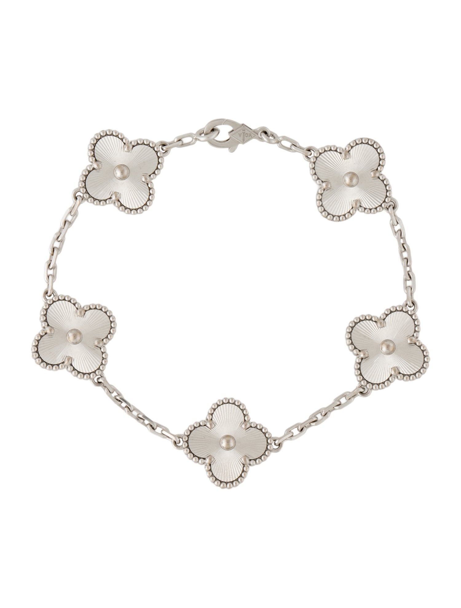 Van Cleef & Arpels Guilloché Vintage Alhambra Bracelet, 5 Motifs