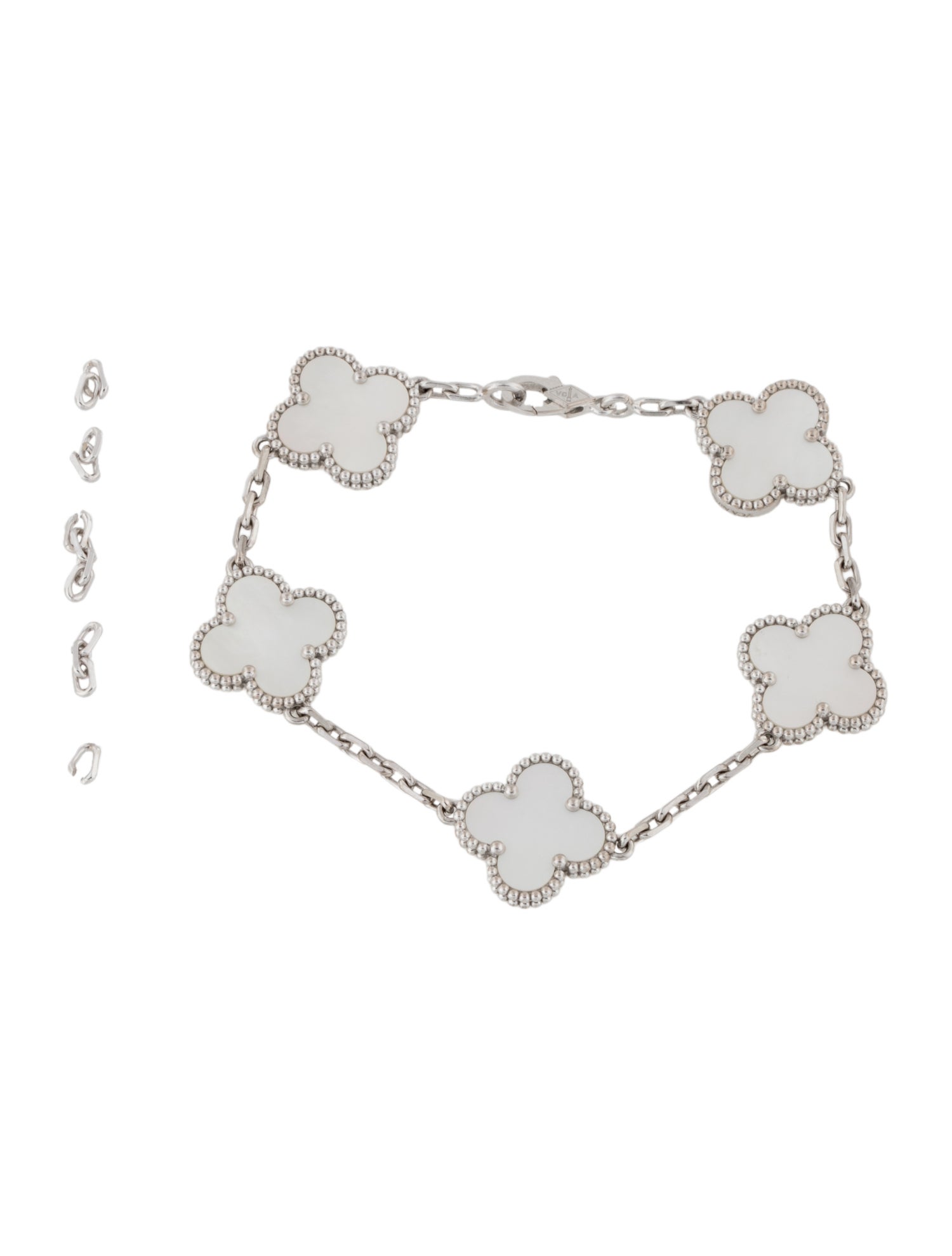 Van Cleef & Arpels Mother of Pearl Vintage Alhambra Bracelet, 5 Motifs