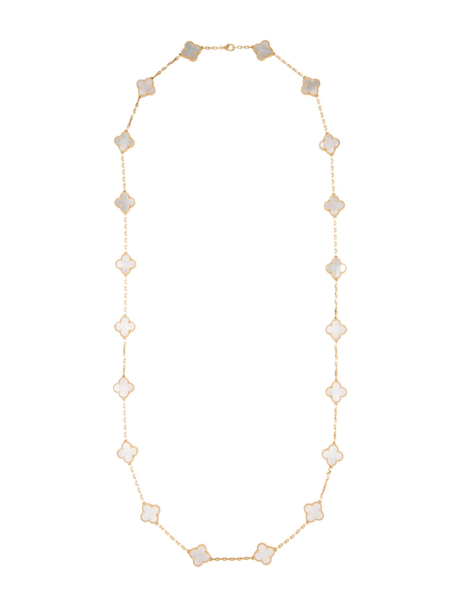 Van Cleef & Arpels Mother of Pearl Vintage Alhambra 20 Motif Long Necklace