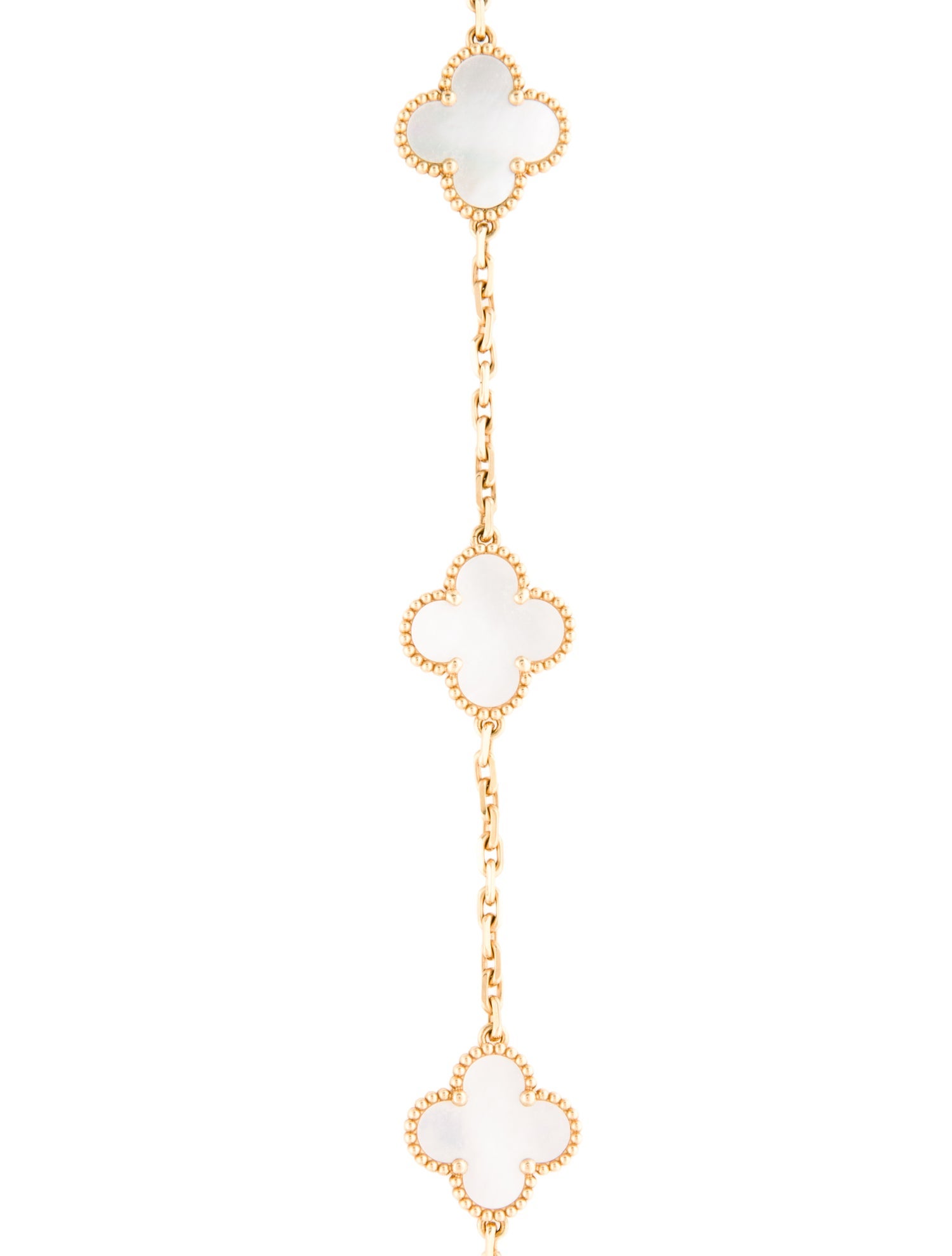 Van Cleef & Arpels Mother of Pearl Vintage Alhambra 20 Motif Long Necklace