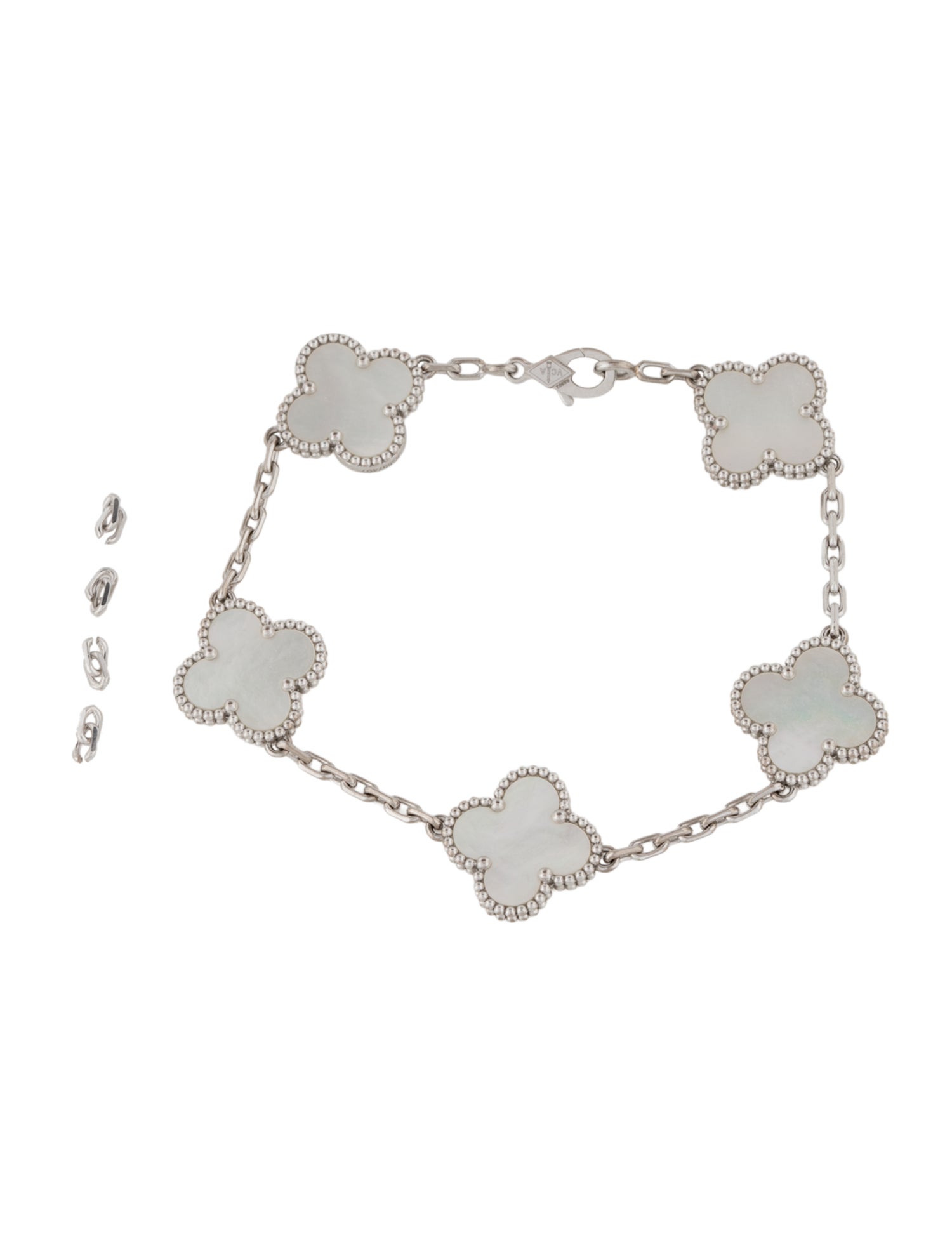 Van Cleef & Arpels Mother of Pearl Vintage Alhambra Bracelet, 5 Motifs