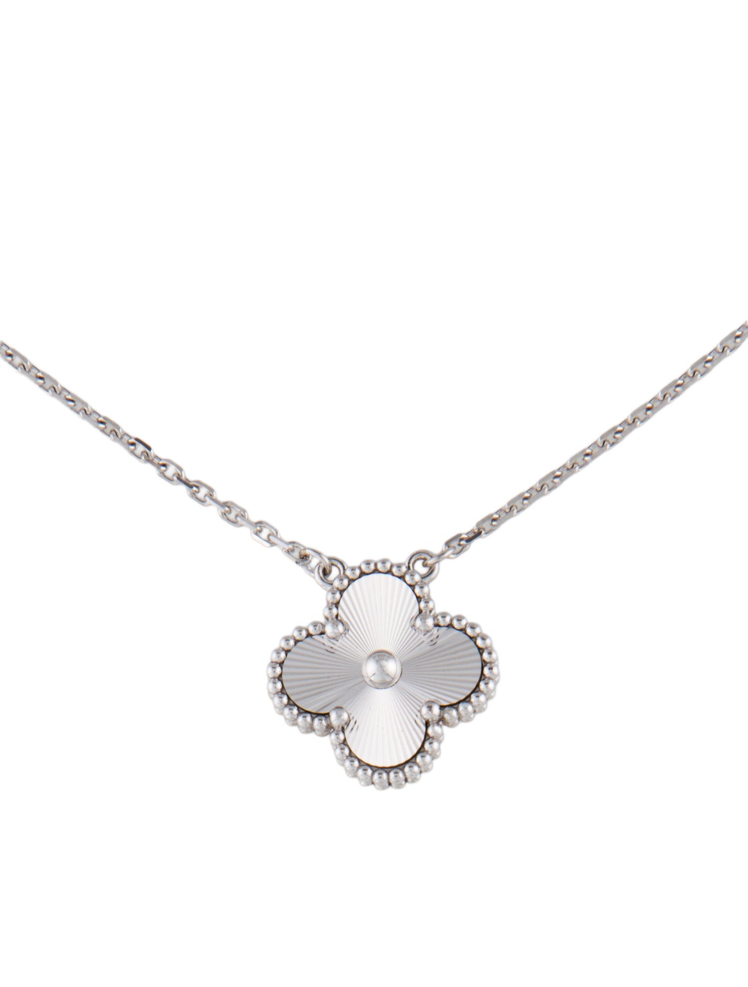 Van Cleef & Arpels Vintage Alhambra Guilloché Pendant Necklace