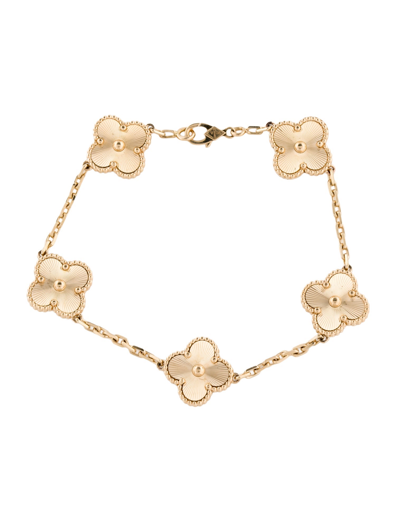 Van Cleef & Arpels Vintage Alhambra Guilloché Bracelet, 5 Motifs