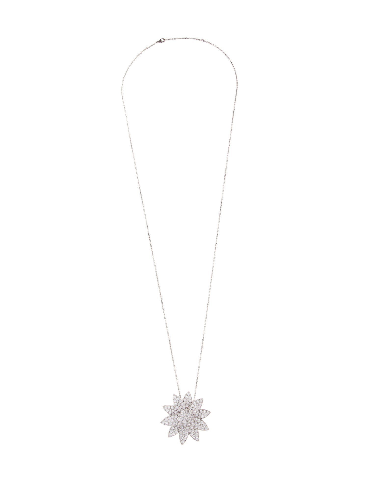 Van Cleef & Arpels Diamond Lotus Clip Pendant, Large Model