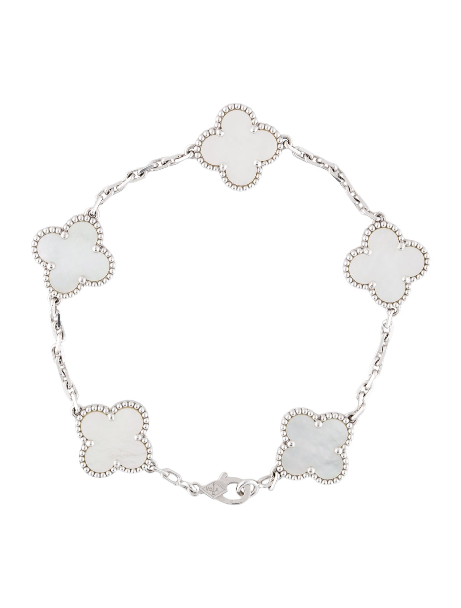 Van Cleef & Arpels Mother Of Pearl Vintage Alhambra Bracelet, 5 Motifs