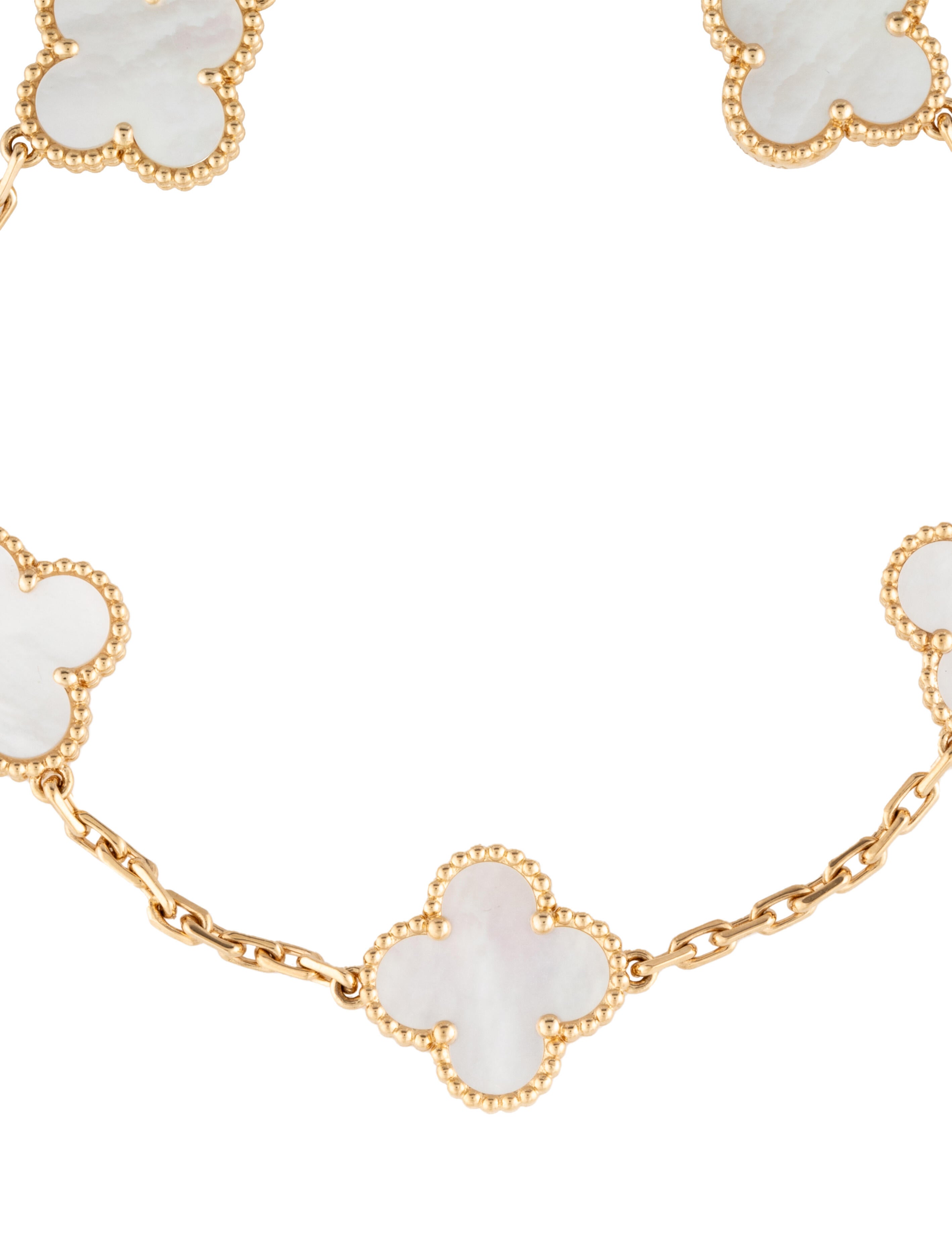 Van Cleef & Arpels Mother of Pearl Vintage Alhambra Bracelet, 5 Motifs