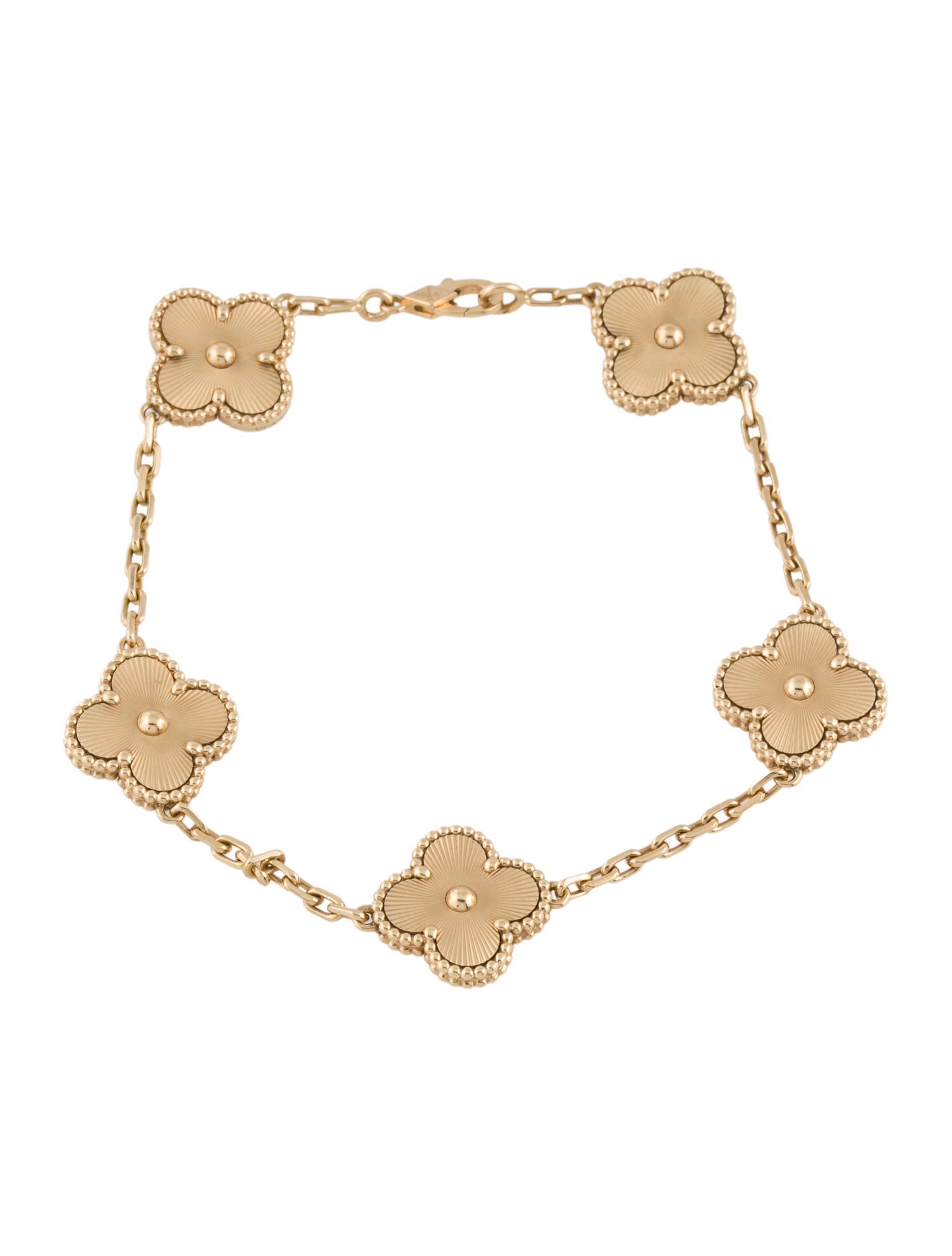 Van Cleef & Arpels Vintage Alhambra Guilloché Bracelet, 5 Motifs