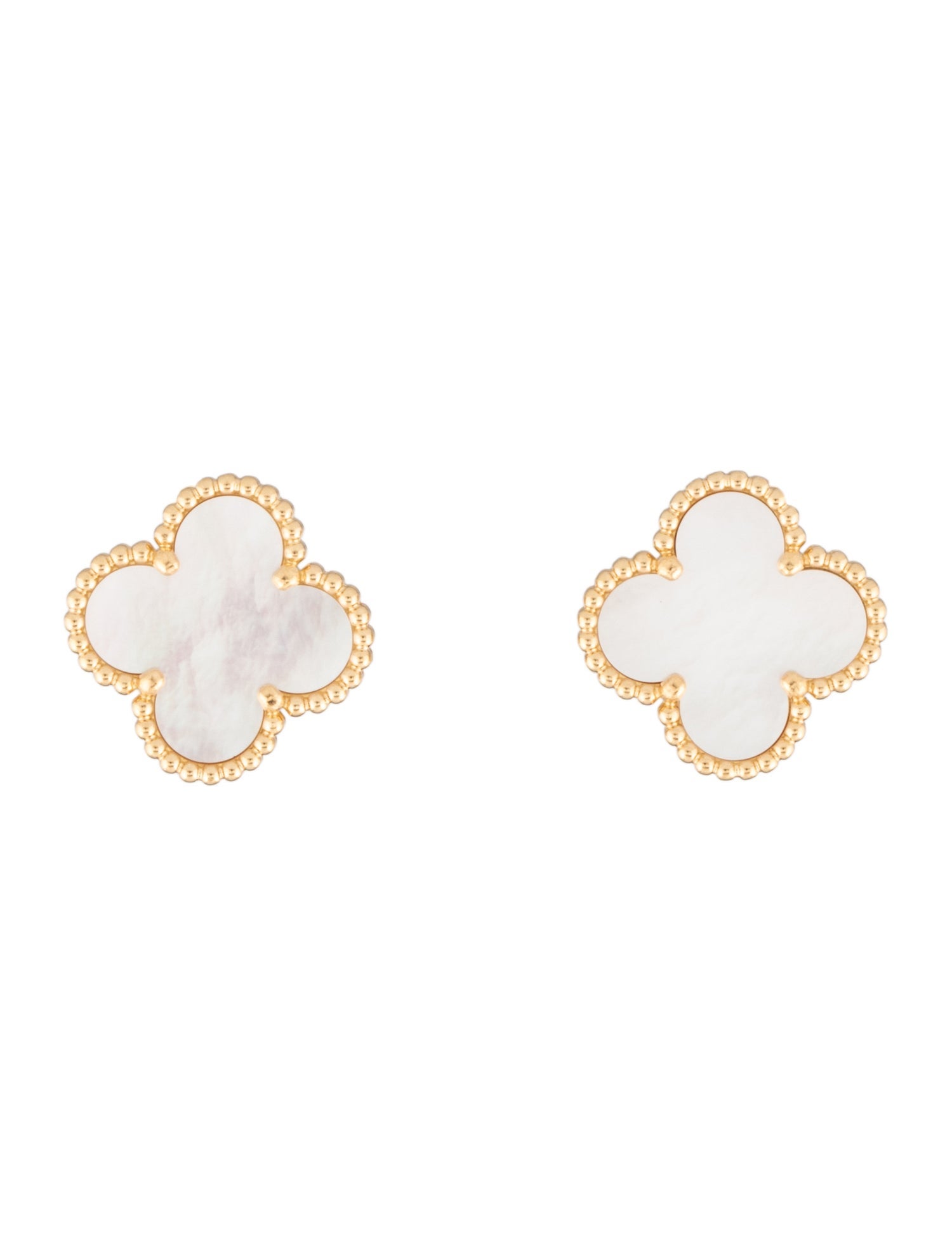 Van Cleef & Arpels Mother Of Pearl Vintage Alhambra Earrings