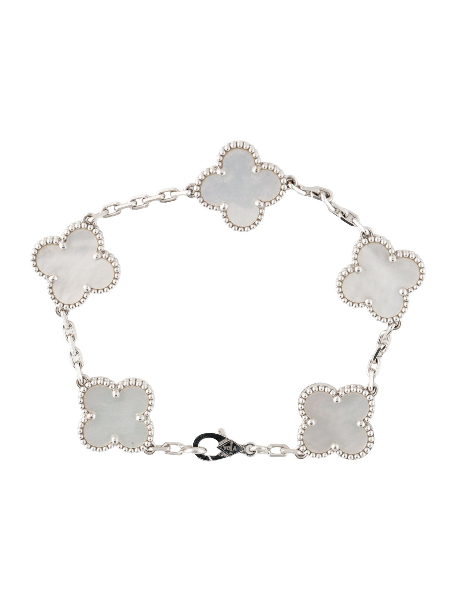 Van Cleef & Arpels Mother of Pearl Vintage Alhambra Bracelet, 5 Motifs