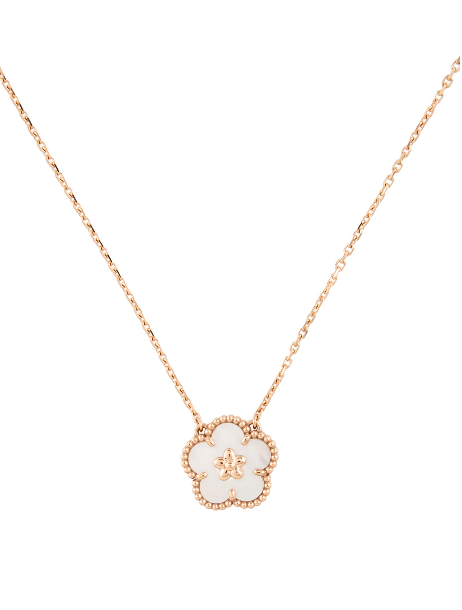 Van Cleef & Arpels Mother of Pearl Plum Blossom Lucky Spring Pendant Necklace