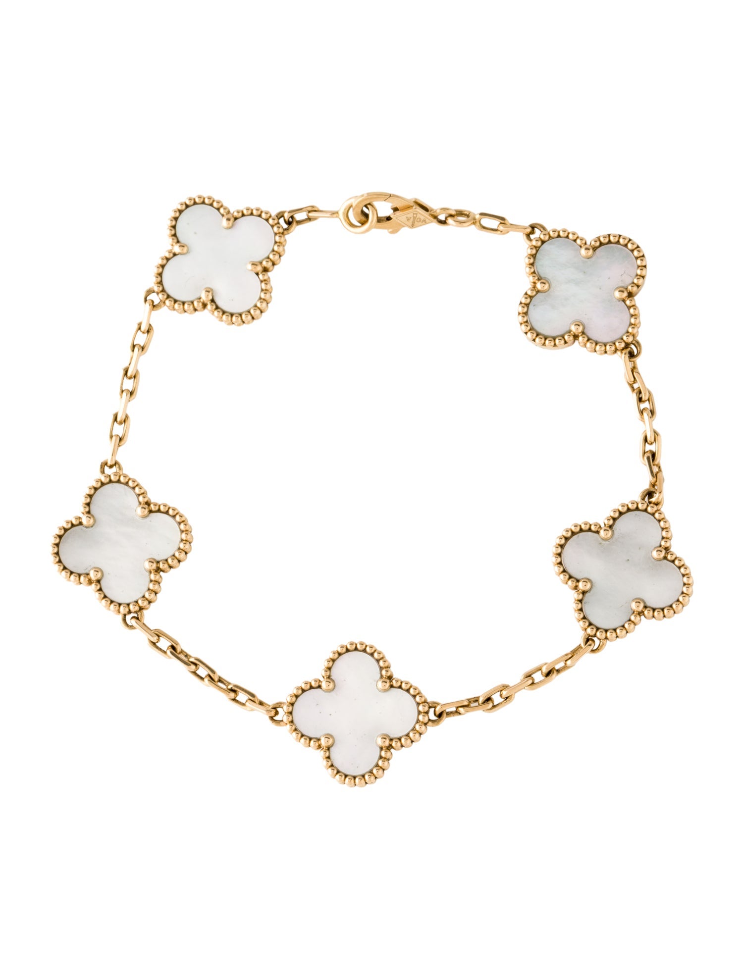 Van Cleef & Arpels Mother of Pearl Vintage Alhambra Bracelet, 5 Motifs