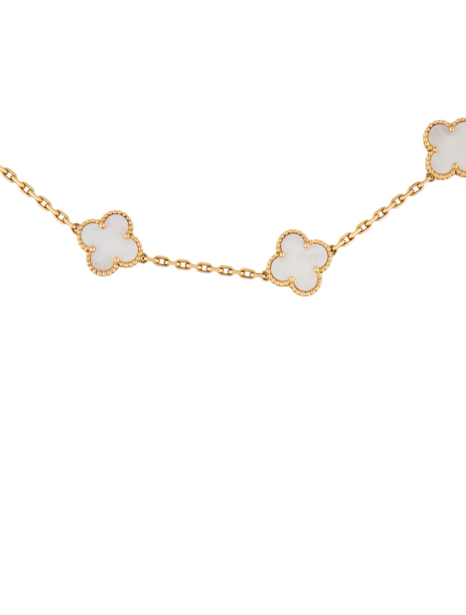 Van Cleef & Arpels Mother of Pearl Vintage Alhambra 10 Motif Necklace