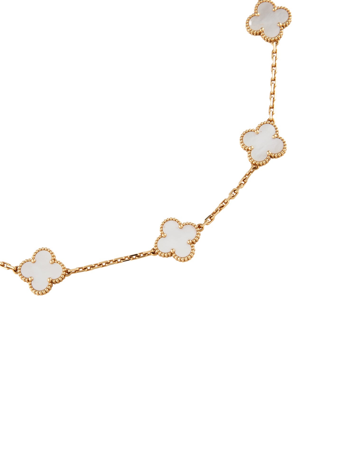 Van Cleef & Arpels Mother of Pearl Vintage Alhambra 10-Motif Necklace
