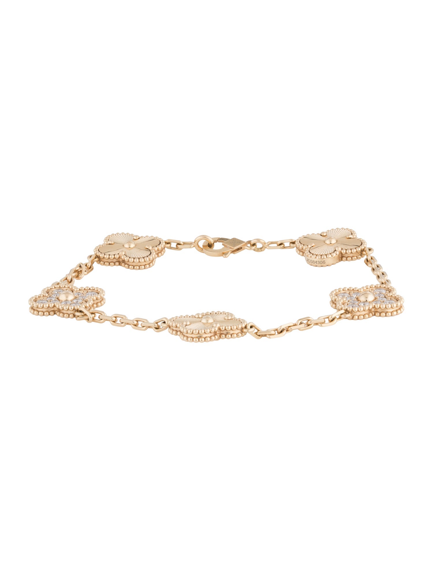 Van Cleef & Arpels Vintage Alhambra Guilloché Bracelet, 5 Motifs