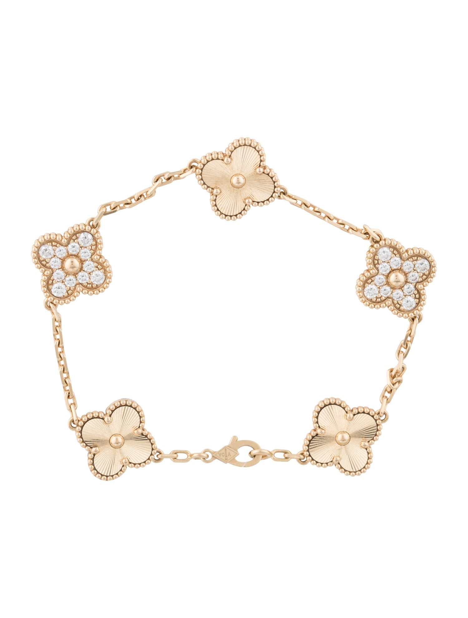 Van Cleef & Arpels Vintage Alhambra Guilloché Bracelet, 5 Motifs