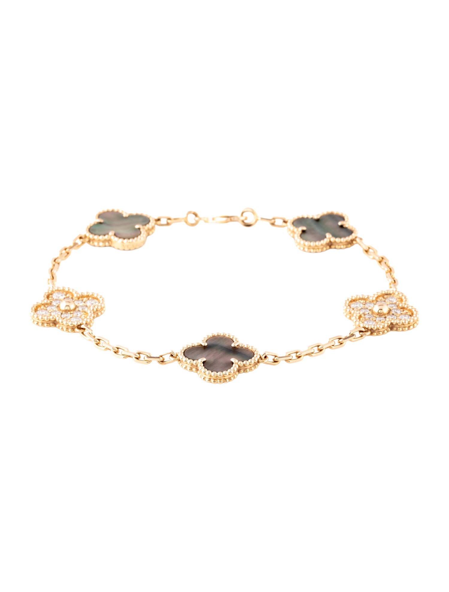 Van Cleef & Arpels Mother of Pearl Vintage Alhambra Bracelet, 5 Motifs