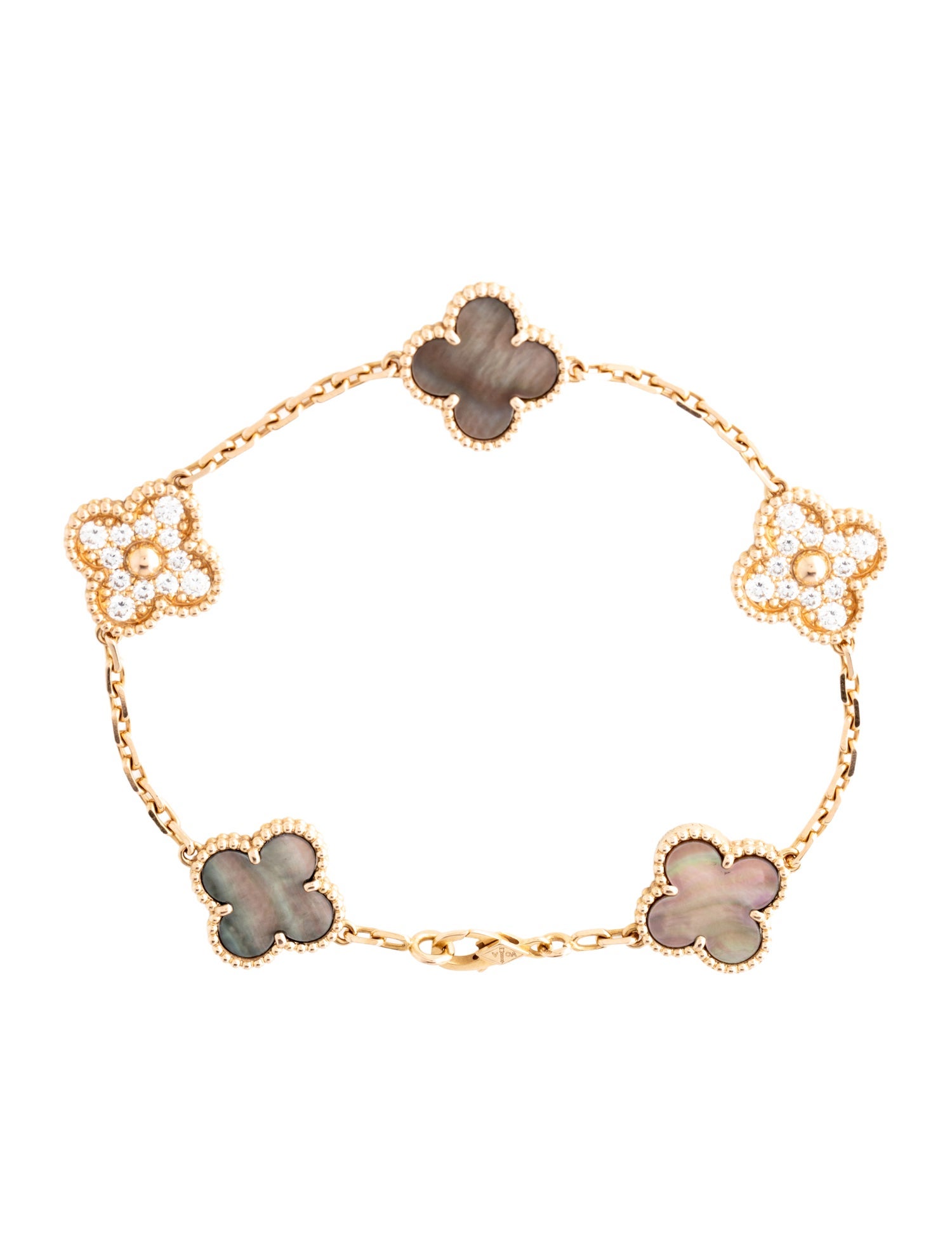 Van Cleef & Arpels Mother of Pearl Vintage Alhambra Bracelet, 5 Motifs