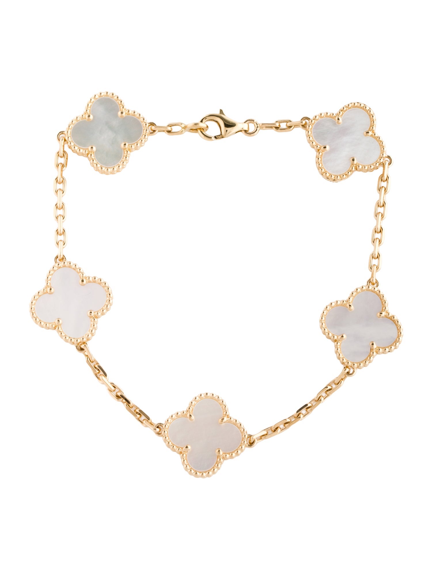 Van Cleef & Arpels Mother of Pearl Vintage Alhambra Bracelet, 5 Motifs