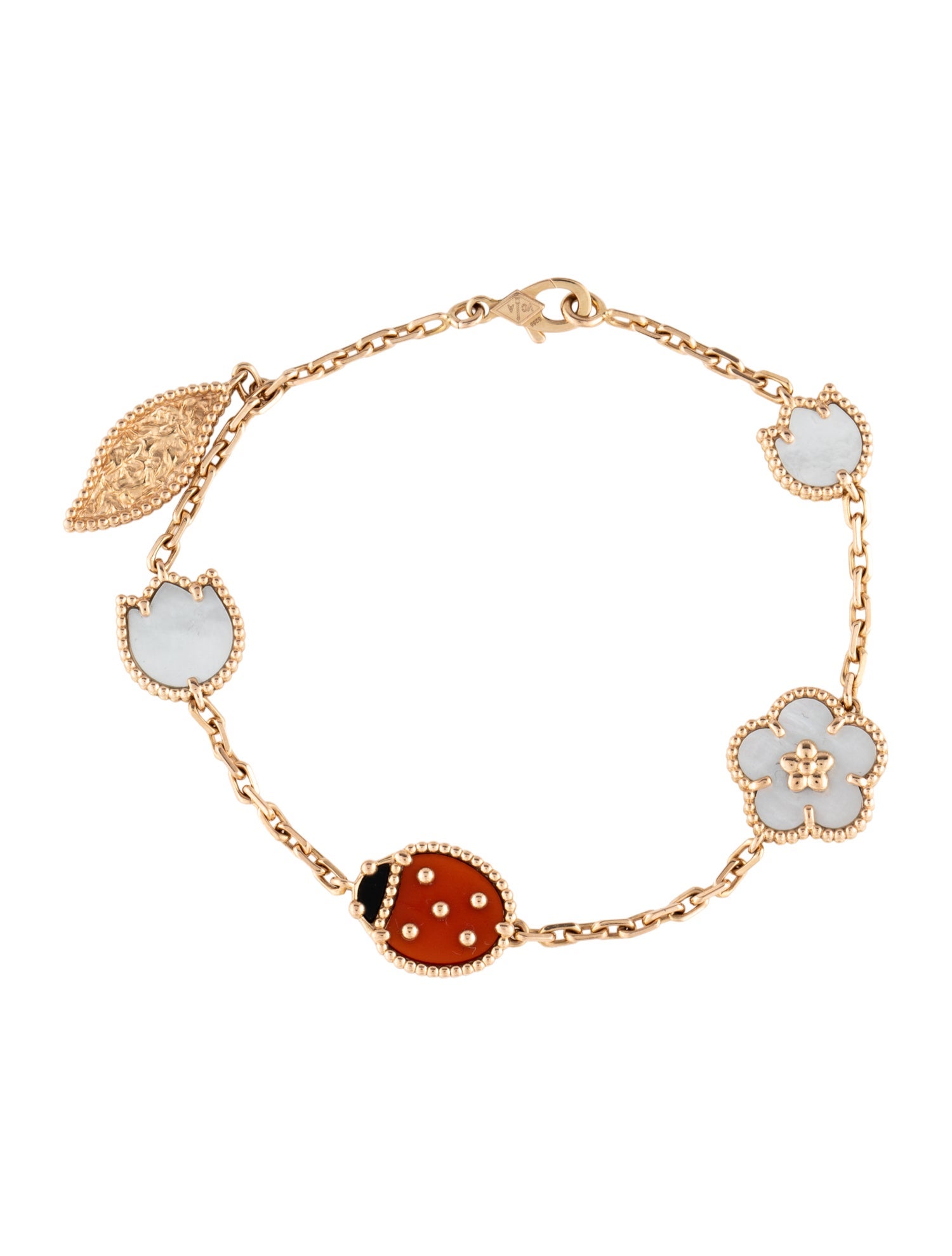 Van Cleef & Arpels Mother of Pearl Lucky Spring Bracelet, 5 Motifs