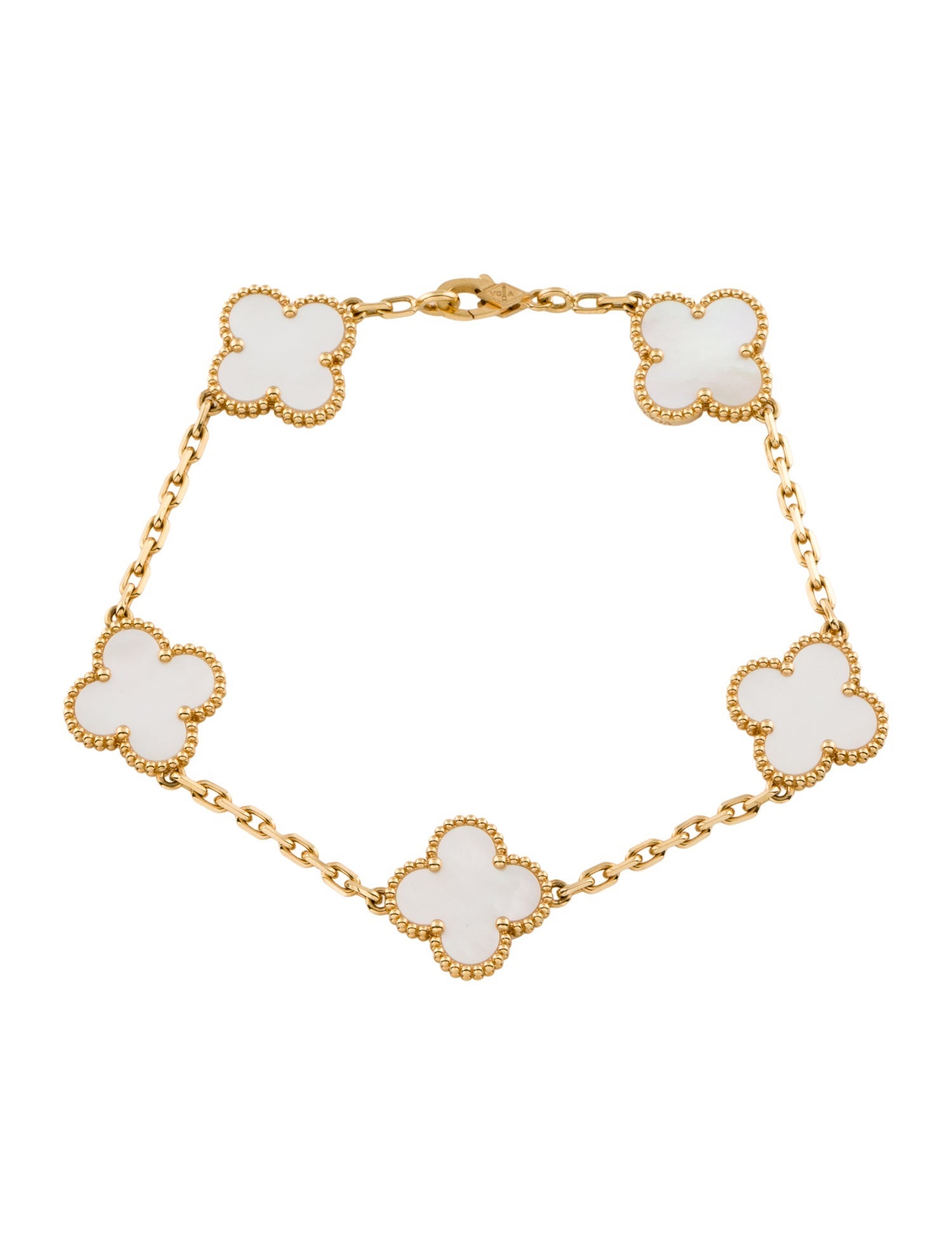 Van Cleef & Arpels Mother Of Pearl Vintage Alhambra Bracelet, 5 Motifs