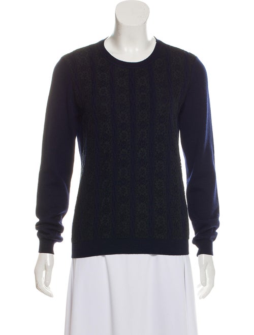 Valentino Lace-Trimmed WooL Sweater Navy