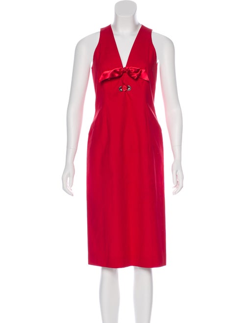 Valentino Lace-Up Midi Dress Red