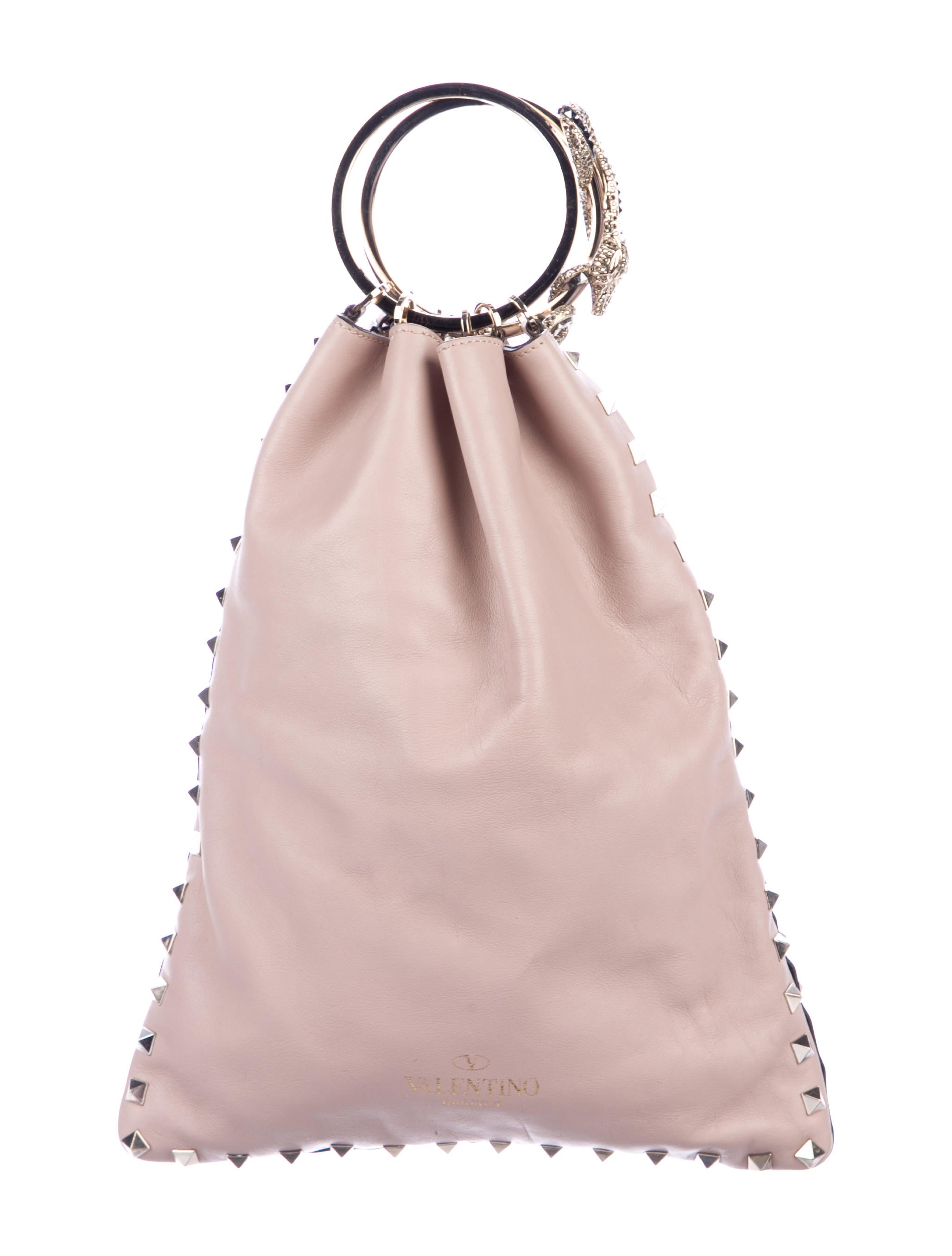 Valentino Embellished Rockstud Bracelet Bag - Purple Handle Bags