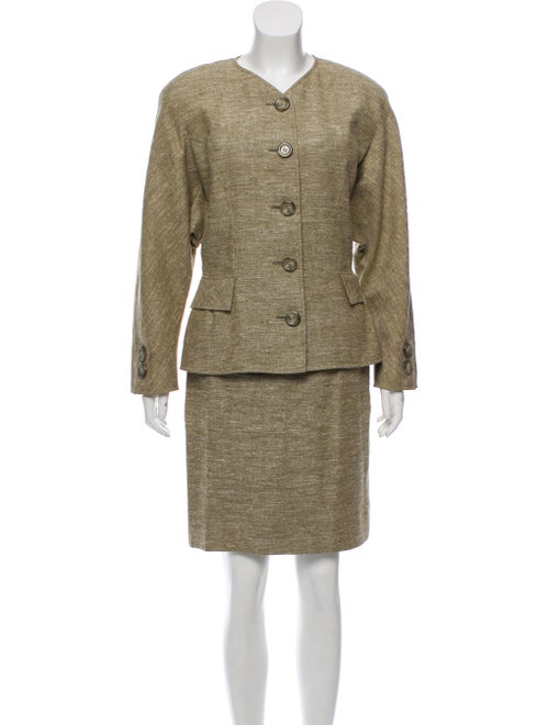 Valentino Linen Skirt Suit green