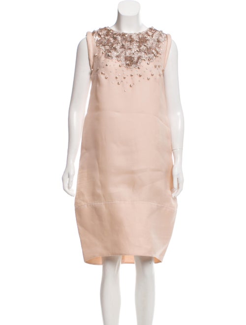 Valentino Embellished Silk Dress Champagne