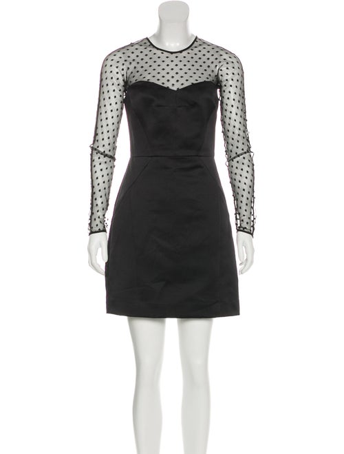 Valentino Mesh-Paneled Satin Dress Black
