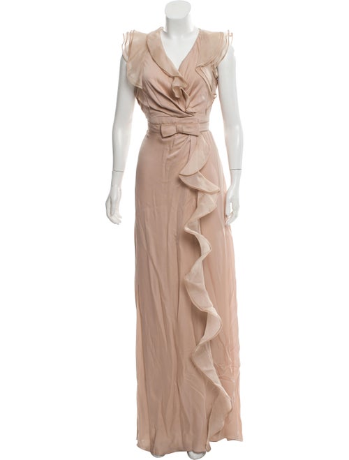Valentino Silk Sleeveless Gown Beige