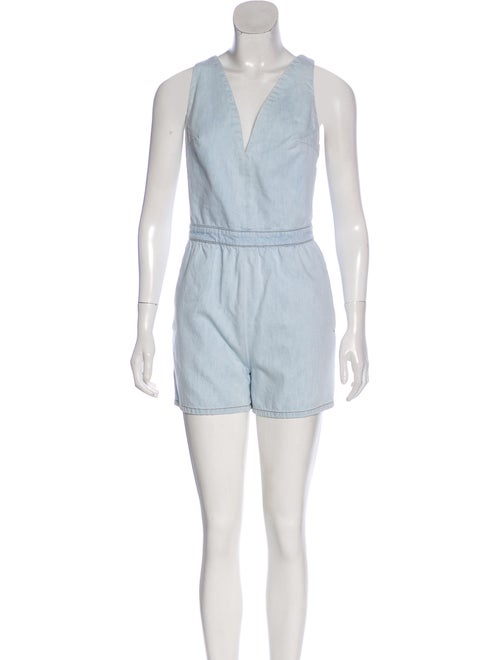 Valentino Denim Sleeveless High-Rise Romper blue